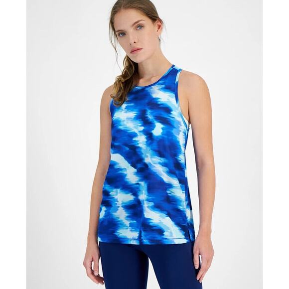 ID Ideology Womens Printed Shelf-Bra Tank Tartan Blue Choose Your Size New B71 - Picture 8 of 8